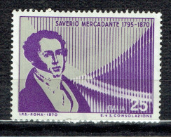 Centenaire De La Mort Du Compositeur Saverio Mercadante - 1961-70: Mint/hinged