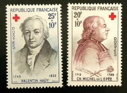 1959 FRANCE N 1226/27 CROIX ROUGE CH. MICHEL DE L’ÉPÉE ET VALENTIN HAUY - NEUF** - Nuevos