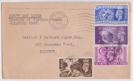 Taunton Somerset First Day Cover Opening Of Olympic Games London July 29th 1948 King George Complete Stamp Set FDC JO - Verano 1948: Londres