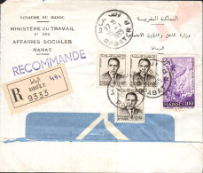 MAROC AFFRANCHISSEMENT COMPOSE SUR LETTRE RECOMMANDEE POUR LA FRANCE 1965 - Marokko (1956-...)