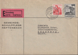 1948 Schweiz, Exprès-Brief, Zum:CH 215y+246,Mi:CH 327y+380,San Salvatore + Sterbender Krieger, - Brieven En Documenten