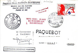 FSAT TAAF Marion Dufresne. 10.06.88 Marseille. SNCF 50 Ans. 15 Ans De Missions Aux TAAF - Cartas & Documentos