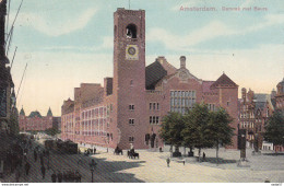 Amsterdam Damrak Met Beurs Tram 1911 - Tram