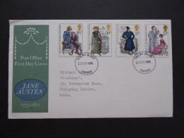 GREAT BRITAIN SG 989-92 JANE AUSTEN BIRTH BICENTENAY FDC  OXFORD  - Ohne Zuordnung