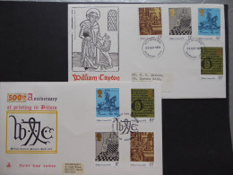GREAT BRITAIN SG 1014-17 BRITISH PRINTING 500TH ANNIVERSARY FDC  2 DIFFERENT  - Unclassified
