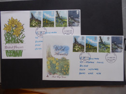 GREAT BRITAIN SG 1079-82 WILD FLOWERS FDC  2 DIFFERENT  - Non Classés