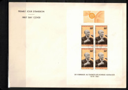 Gabon 1968  Im Memoriam Dr. Konrad Adenauer Sheet FDC - Andere & Zonder Classificatie