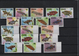 Kongo Kinshasa Michel Cat.No. Mnh/** 548/559 A/B + Sheet 17 A/B Fish - Mint/hinged