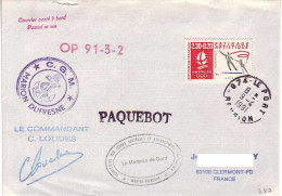 FSAT TAAF Marion Dufresne. 09.04.91 Le Port Reunion OP 91.3.2 Medecin - Covers & Documents