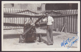 CPA Aviation Autographe Signature Aviateur Avion Carte Photo RPPC Non Circulé Claude MATHIS - Aviadores