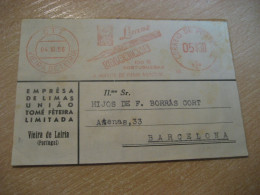 VIEIRA DE LEIRIA 1956 To Barcelona Spain Limas Colarinho Meter Mail Cancel Frontal Front Cut Cuted Cover PORTUGAL - Storia Postale