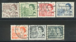 CANADA - 1967, QUEEN ELIZABETH II NORTHERN LIGHTS & DOG TEAM STAMPS SET OF 7, USED. - Usados