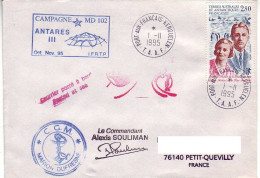 FSAT TAAF Marion Dufresne. 01.11.95 Kerguelen Campagne Oceanographique MD 102 Antares III - Covers & Documents