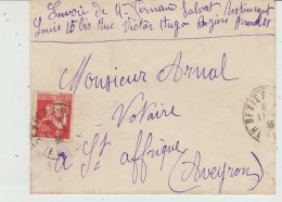 ENVELOPPE DE FERNAND SALVAT RESTAURANT LOUIS à BEZIERS à MAÎTRE ARNAL NOTAIRE à SAINT-AFFRIQUE (12) - 1900 – 1949