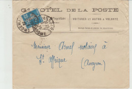 ENVELOPPE DU GRAND HÔTEL DE LA POSTE à ISSOIRE (PUY-DE-DÔME) à MAÎTRE ARNAL NOTAIRE à SAINT-AFFRIQUE (12) - 1900 – 1949