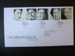 GREAT BRITAIN SG 2253-57 GOLDEN JUBILEE STUDIO PORTRAITS OF QUEEN FDC WINDSOR - Ohne Zuordnung