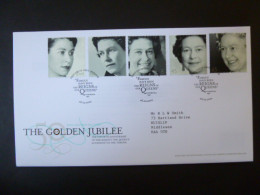 GREAT BRITAIN SG 2253-57 GOLDEN JUBILEE STUDIO PORTRAITS OF QUEEN FDC WINDSOR - Non Classés