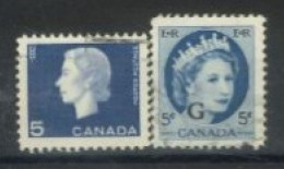 CANADA - 1954/62, QUEEN ELIZABETH II STAMPS SET OF 2, USED. - Used Stamps