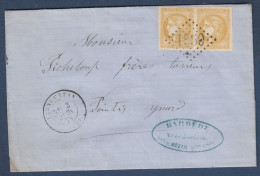 TB Paire Du 10c Bordeaux N° 43B Sur Lettre De Lannemezan - 1870 Emissione Di Bordeaux