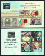 AUSTRALIA 2023 PERTH NATIONAL STAMP SHOW,DINOSAUR,RADIO,BICYCLE,QUEEN ELIZABETH,DOG,HORSE,2 MS MNH (**) - Nuovi