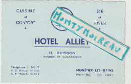 VP : Carte De Visite : Hotel  Alliey , Monetier  Les  Bains , Cuisine - Cartes De Visite