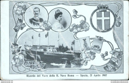 Bs214 Cartolina Spezia Citta' Ricordo Del Varo Della R.nave Roma 1907 Liguria - La Spezia