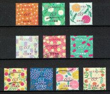 JAPAN 2022 FLOWERS IN DAILY LIFE S2 FLOWERS DESIGN PATTERNS 63 YEN 10 STAMP USED (**) - Gebruikt