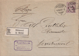 1907 Schweiz, R-Brief Wädenswil, Tuchfabrik, Zum:CH 85,Mi:CH 87, Ziffer-Marke, - Covers & Documents