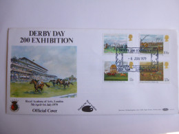 GREAT BRITAIN SG 1087-90 HORSE RACING PAINTINGS   FDC DERBY DAY 200 EXHIBITION - Non Classés