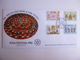 GREAT BRITAIN SG 1143-46 FOLKLORE   FDC THE ENGLISH FOLK DANCE & SONG SOCIETY - Non Classés