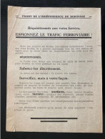 Tract Presse Clandestine Résistance Belge WWII WW2 'Espionnez Le Trafic Ferroviaire!' - Documenten