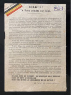 Tract Presse Clandestine Résistance Belge WWII WW2 'Belges! Le Pays Compte Sur Vous' - Dokumente