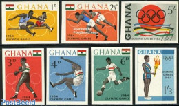 Ghana 1964 Olympic Games 7v Imperforated, Mint NH, Sport - Athletics - Boxing - Olympic Games - Athletics