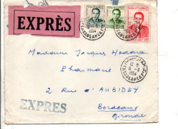 MAROC AFFRANCHISSEMENT COMPOSE SUR LETTRE EXPRES POUR LA FRANCE 1964 - Morocco (1956-...)