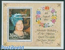 Niue 1990 Queen Mother S/s, Mint NH, History - Kings & Queens (Royalty) - Case Reali