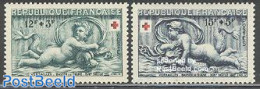 France 1952 Red Cross 2v, Mint NH, Health - Nature - Red Cross - Fish - Art - Sculpture - Ungebraucht