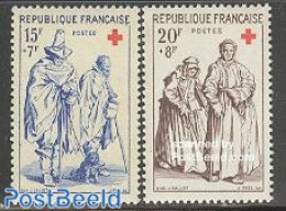 France 1957 Red Cross 2v, Mint NH, Health - Nature - Disabled Persons - Red Cross - Dogs - Nuevos