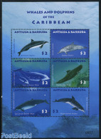 Antigua & Barbuda 2009 Whales & Dolphins 6v M/s, Mint NH, Nature - Sea Mammals - Antigua And Barbuda (1981-...)