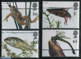 Great Britain 2001 Ponds Life 4v, Mint NH, History - Nature - Europa (cept) - Fish - Frogs & Toads - Insects - Ungebraucht