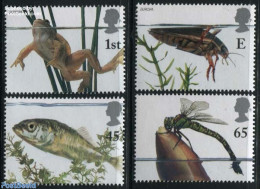Great Britain 2001 Ponds Life 4v, Mint NH, History - Nature - Europa (cept) - Fish - Frogs & Toads - Insects - Nuevos