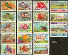 Antigua & Barbuda 1976 Definitives 18v (without Year), Mint NH, Nature - Transport - Birds - Flowers & Plants - Water,.. - Flugzeuge