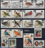 Aitutaki 1983 Definitives, Overprints 19v (5v+7x[:]), Mint NH, History - Nature - Charles & Diana - Kings & Queens (Ro.. - Familias Reales