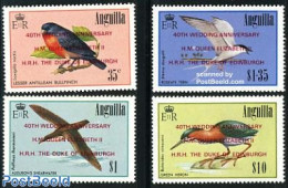 Anguilla 1987 Wedding Anniversary 4v, Mint NH, History - Nature - Kings & Queens (Royalty) - Birds - Familias Reales