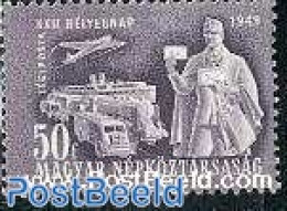 Hungary 1949 Stamp Day 1v, Mint NH, Transport - Stamp Day - Automobiles - Aircraft & Aviation - Nuevos