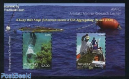 Aitutaki 2011 Marine Research Center S/s, Mint NH, Nature - Sport - Transport - Fishing - Diving - Ships And Boats - Poissons