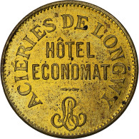 France, Aciéries De Longwy, Hôtel Economat, 50 Centimes, 1883, TTB+, Laiton - Monétaires / De Nécessité