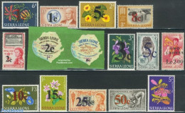 Sierra Leone 1964 Definitives, Overprints 15v, Mint NH, Nature - Various - Flowers & Plants - Maps - Geography