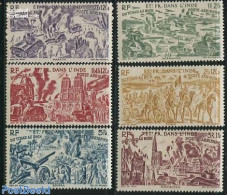 French India 1946 From Chad To Rhine 6v, Mint NH, History - Religion - Transport - World War II - Churches, Temples, M.. - Ongebruikt