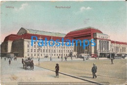 227934 GERMANY LEIPZIG THE STATION TRAIN & TRAMWAY SPOTTED POSTAL POSTCARD - Other & Unclassified