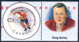 Canada Hockey Doug Harvey With Label MNH ** Neuf SC (C18-38db) - Jockey (sobre Hielo)